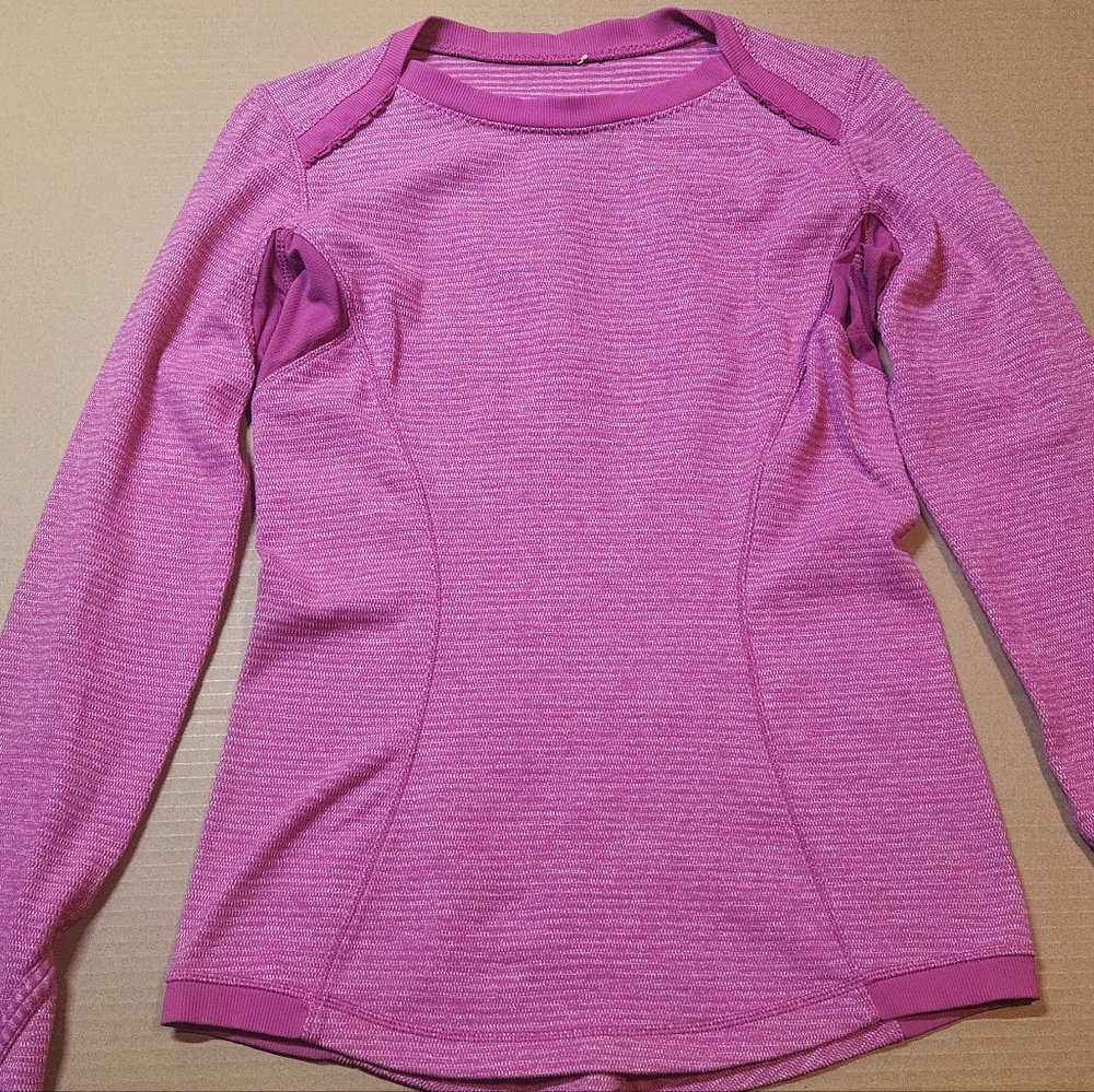 LULULEMON Womens Raspberry RULU BASE RUNNER L/S SHIRT Thumbholes - Picture 2 of 7